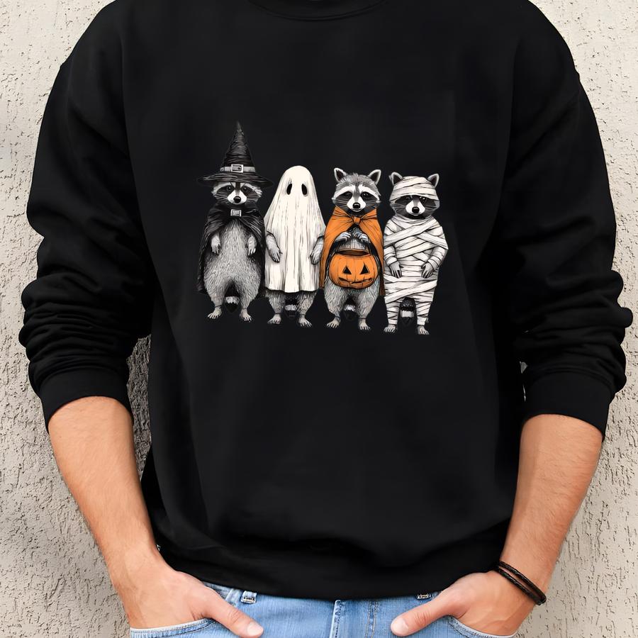 ® Spooky And Raccoon Shirt, Funny Halloween Raccoon Shirt, Cute Womens Halloween T-shirt, Vintage Fall Tshirt Sweatshirt