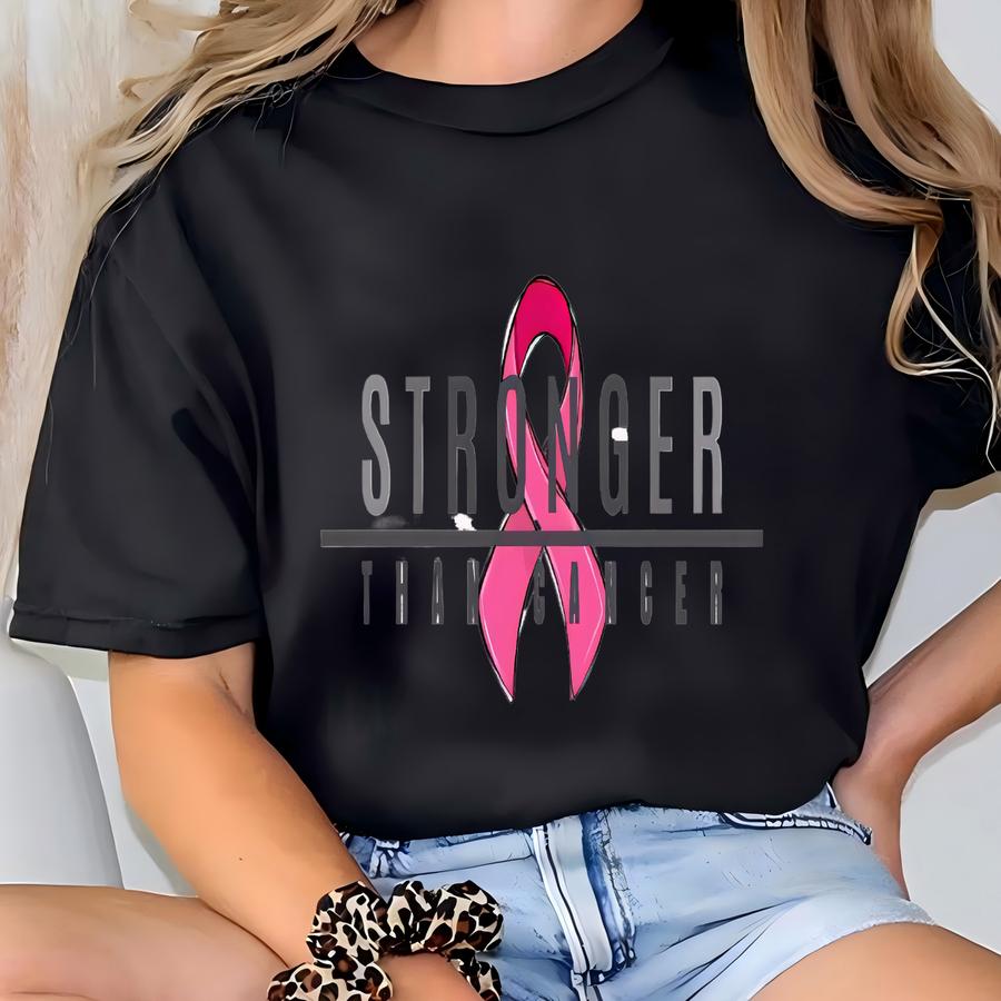 Stronger Than Cancer Hoodie – Breast Cancer Awareness Pink Ribbon Shirt, Fight Cancer Support Tee, Survivor Gift Top - Breast Cancer Shirt T-shirt