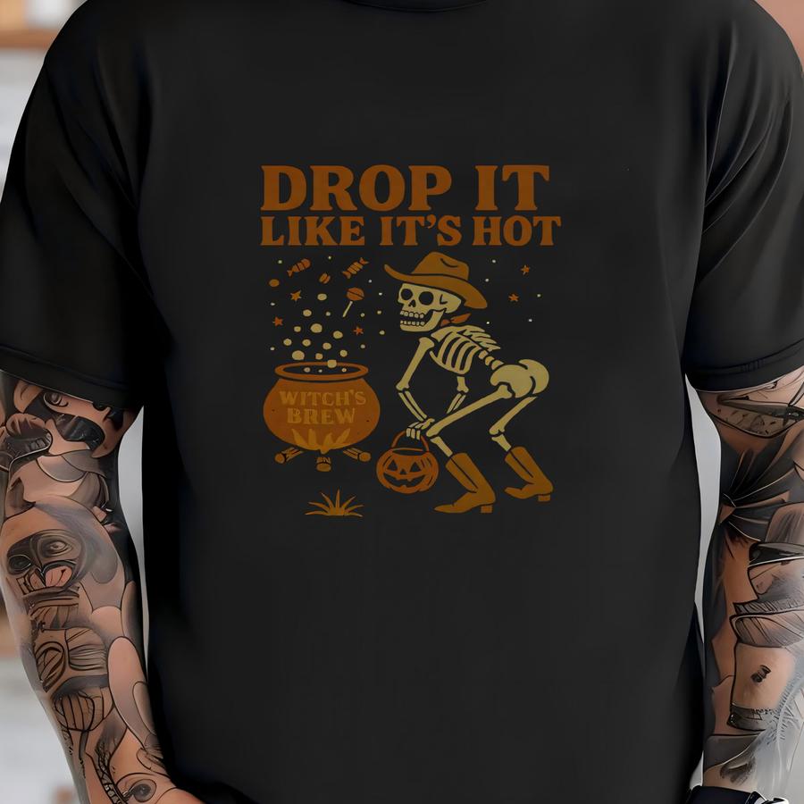 Drop It Like It's Hot Halloween Western Shirt, Halloween Skeleton Shirt, Cowgirl Ghost Shirt, Howdy Boo Shirt, Cowgirl Halloween, Western T-shirt