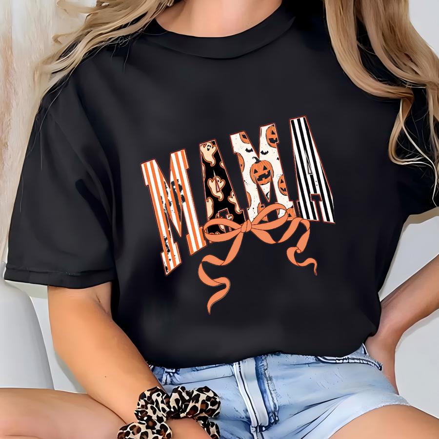 Halloween Mama Mini Ghost Tee | Fall Coquette Sweatshirt | Mom And Me Pumpkin Crewneck T-shirt
