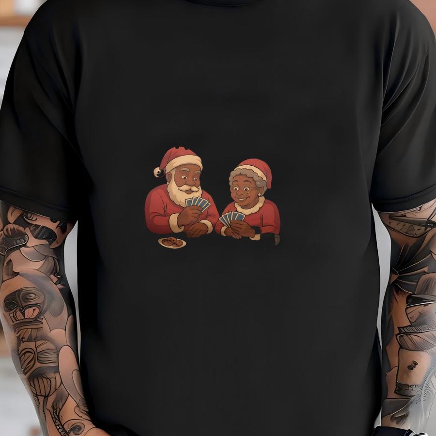 Funny Black Santa Spades Christmas Hoodie: Holiday Game Night Tee T-shirt