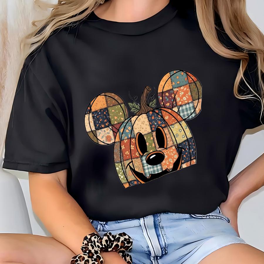 Halloween Faux Stitched Pumpkin Tee | S Not So Scary Halloween | Fall Sweatshirt | Patched Jack-o-lantern Crewneck T-shirt