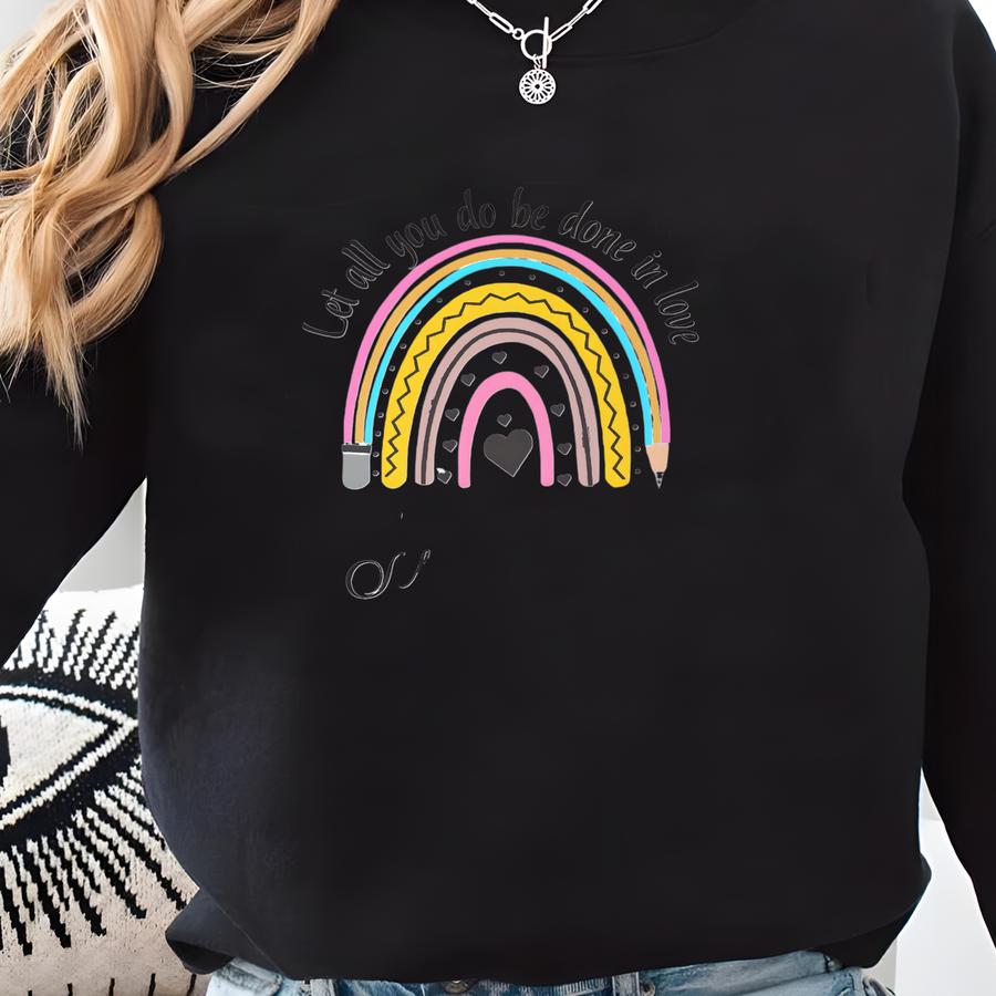 Custom Teacher Mug Rainbow Pencil, Personalized Religious Teacher Gift, Christian Bible Verse Gift For Teacher With Name, Appreciation Gift Sweatshirt