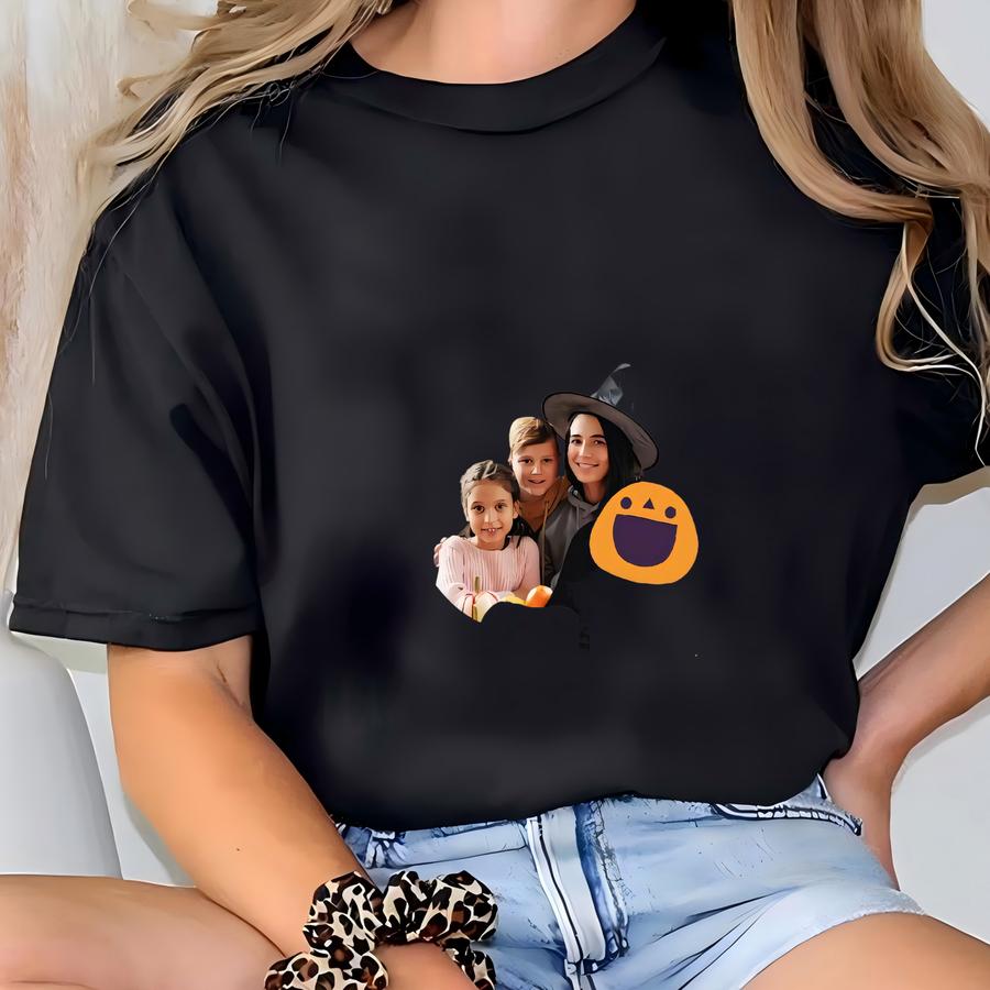 Custom Instant Photo Halloween Sweatshirt, Custom Halloween Sweatshirt, Personalized Photo Year Sweater, Retro Halloween Party Hoodie T-shirt