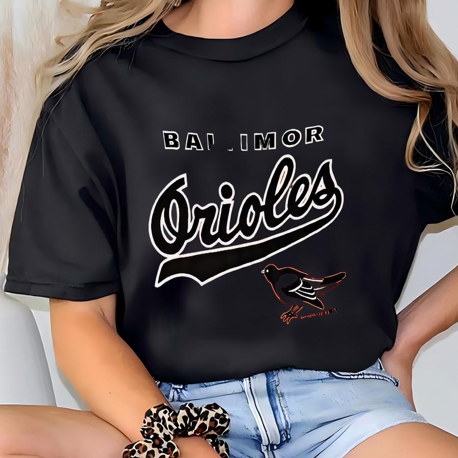 Baltimore Orioles Vintage 80s Logo 7 Hoodie - Single Stitch Mlb Baseball Orange Tee - Size Men's : Extra Large ( Xl ) -  T-shirt
