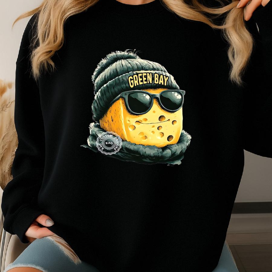 Green Bay Mascot Sweatshirt: Football Packer Graphic, Cozy Game Day Crewneck, Cheeshead Shirts Sweatshirt
