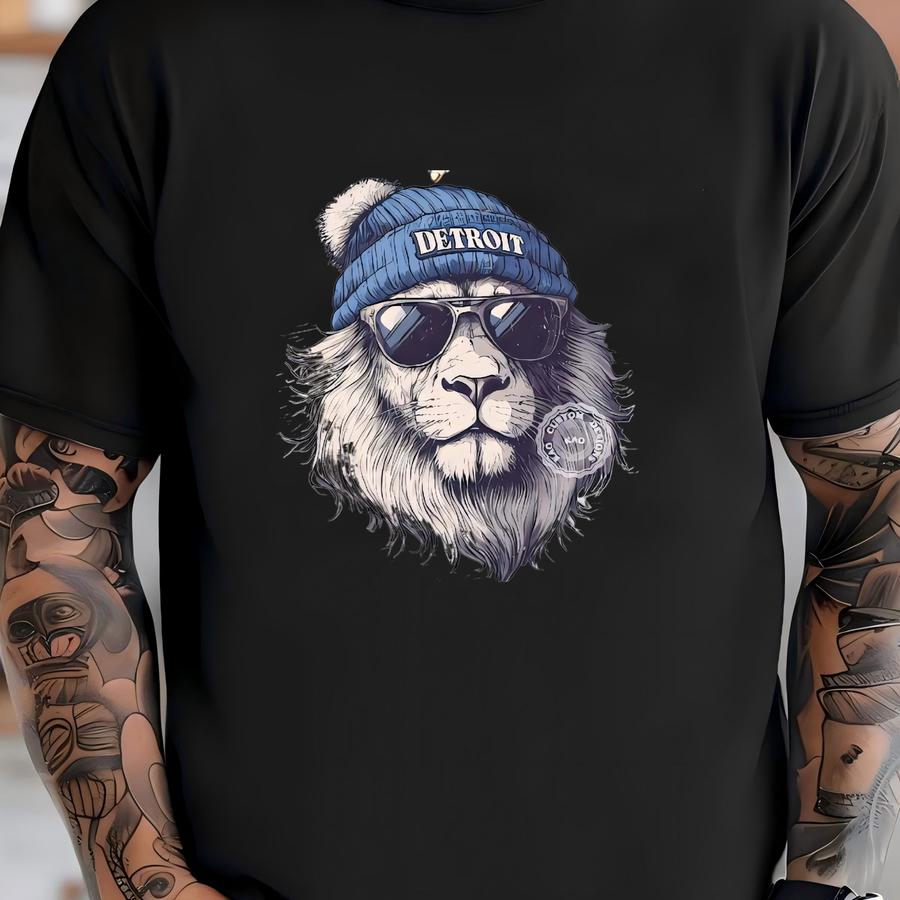 Detroit Mascot Sweatshirt, Vintage Lion Football Graphic, Cozy Game Day Crewneck T-shirt