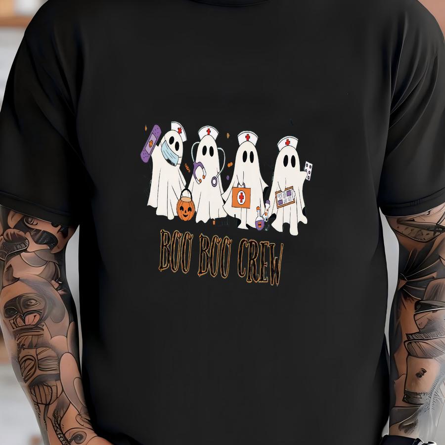 Nurse Halloween Sweatshirt Nurse Boo Boo Crew Halloween Nurse Crewneck Nurse Ghost Sweater Cna Gift For Rn Nurse Appreciation T-shirt
