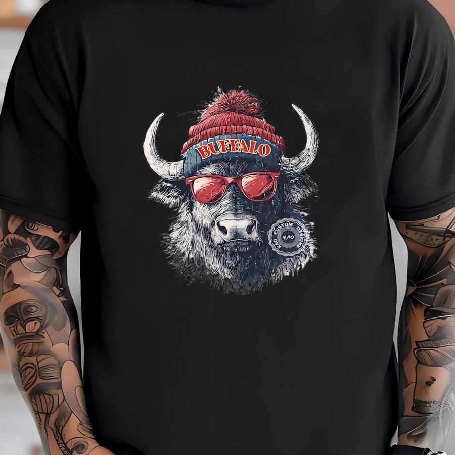 Vintage Buffalo Mascot Sweatshirt: Football Spirit Shirts, Cozy Game Day Crewneck, Buffalo Sports Gear T-shirt