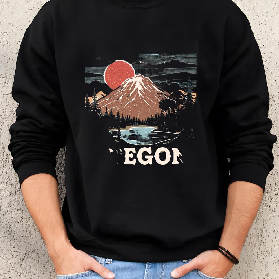 Retro Mountain T-shirt: Pacific Northwest Nature Sweatshirt