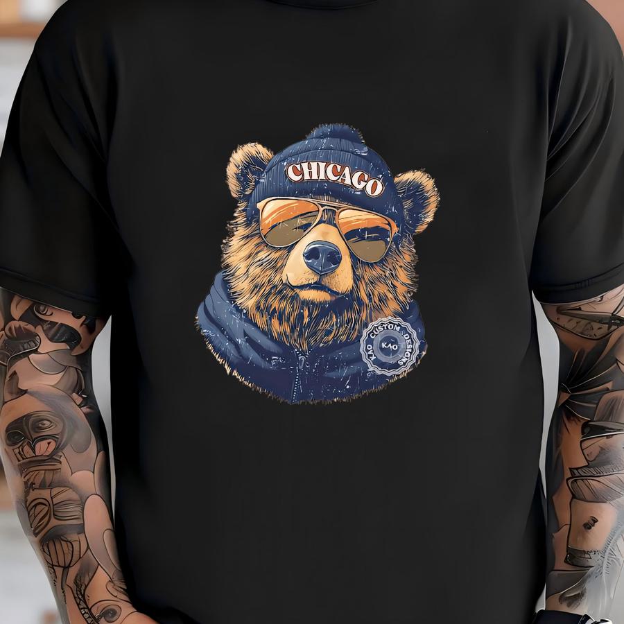 Vintage Chicago Mascot Sweatshirt: Football Bear Graphic Crewneck, Chicago Sports Gear T-shirt