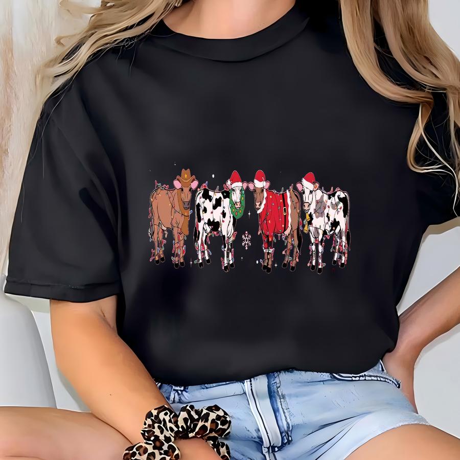Mooey Christmas Sweatshirts, Western Christmas Sweater, Christmas Heifer Shirts, Cow Girl Sweatshirt, Christmas Adult Crewneck Sweater T-shirt