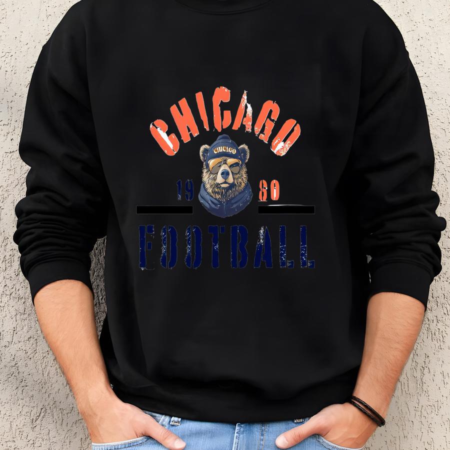 Chicago Football Shirt, Bear T-shirt, Bears Football Mascot Tee, Spirit Wear Gear, Game Day Apparel, Bears Tailgating, Football Apparel Sweatshirt