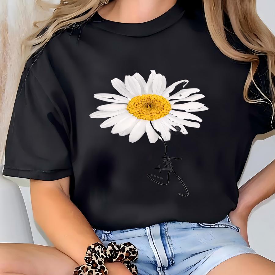 White Daisy Tumbler 40oz, Custom Daisy Tumbler With Handle, White Flower Gift For Women, Daisy Coffee Cup, Flower Lover Gift, Daisy Gifts T-shirt