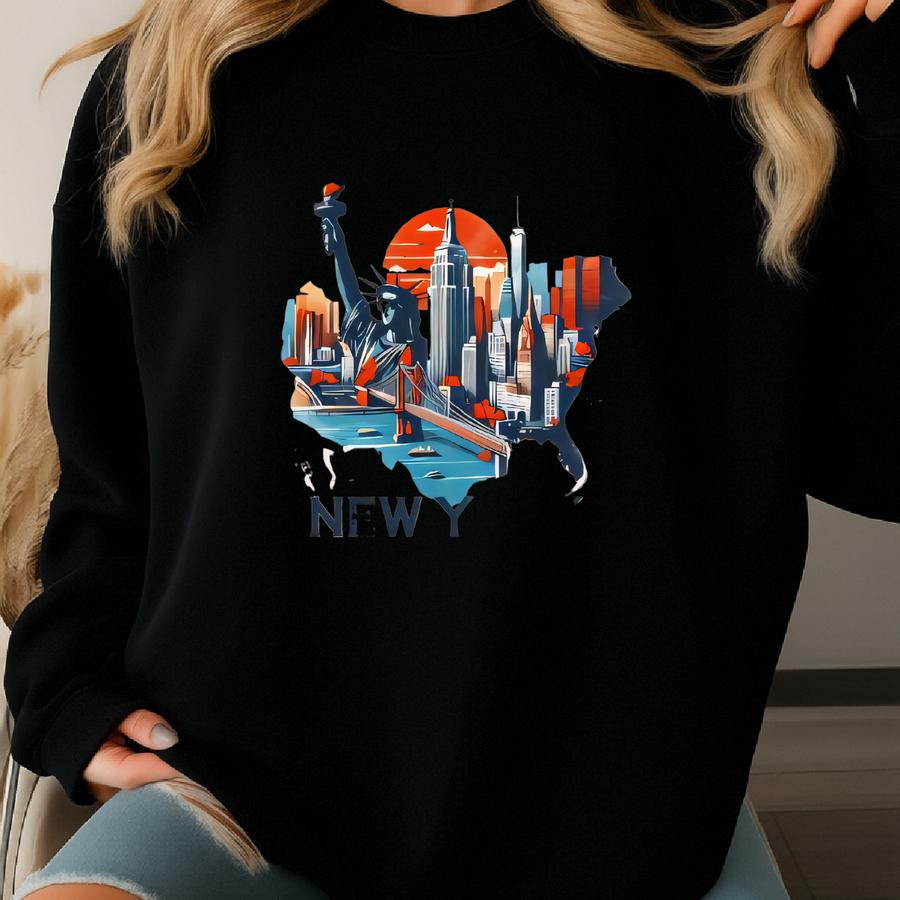 New York Tee, New York Map, New York Travel Gift, New York Souvenir, New York Lover, New York State, Nyc Trip Gift Sweatshirt