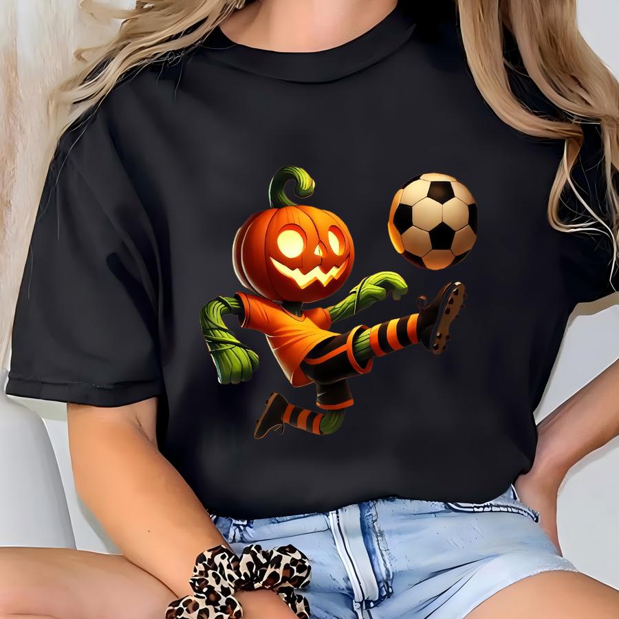 Boo-tiful Halloween Soccer Shirt: Spooky Pumpkin Design T-shirt