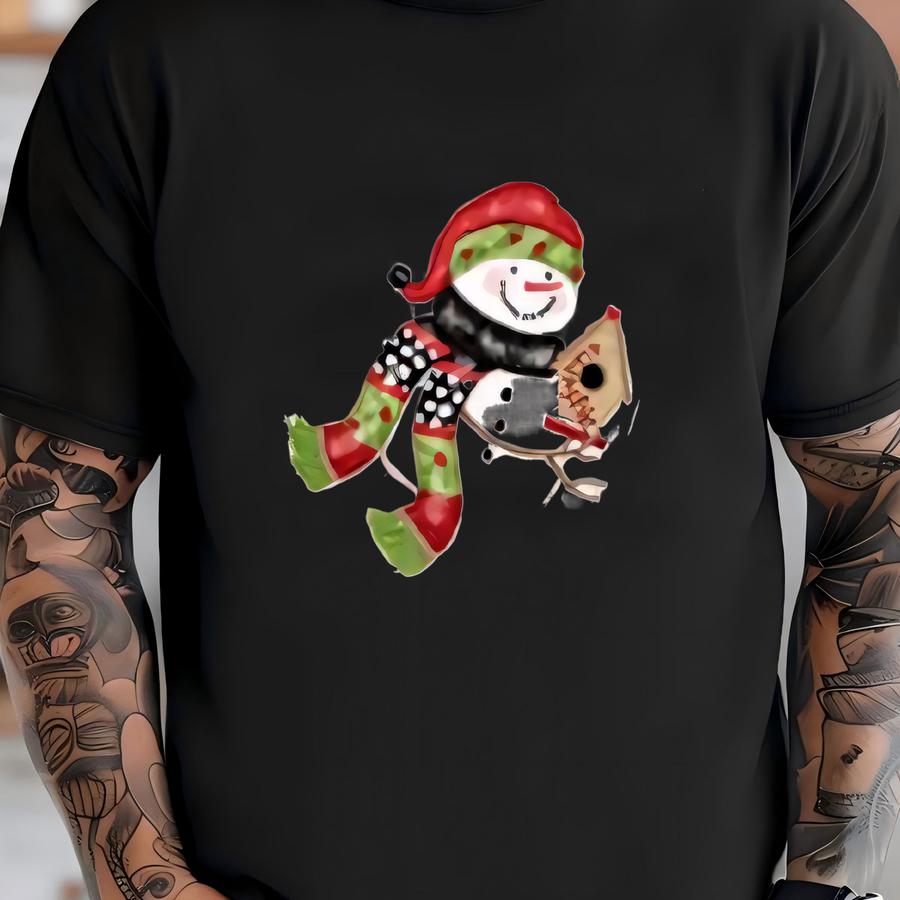 Snow Place Like Home Snowman 2 Ply Flannel Tossed Wreath From Studio E. T-shirt