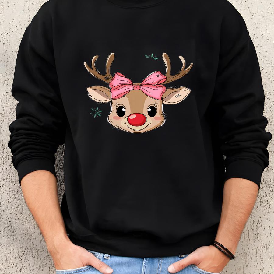 Personalized Girl Reindeer Christmas Ornament: Keepsake Ceramic Ornament Sweatshirt