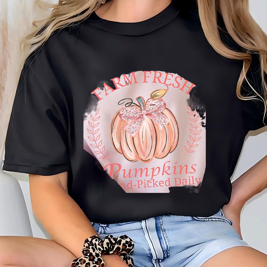Farm Fresh Pumpkins Sweatshirt: Women's Fall Crewneck Pullover, Pastel Pumpkin Shirt T-shirt