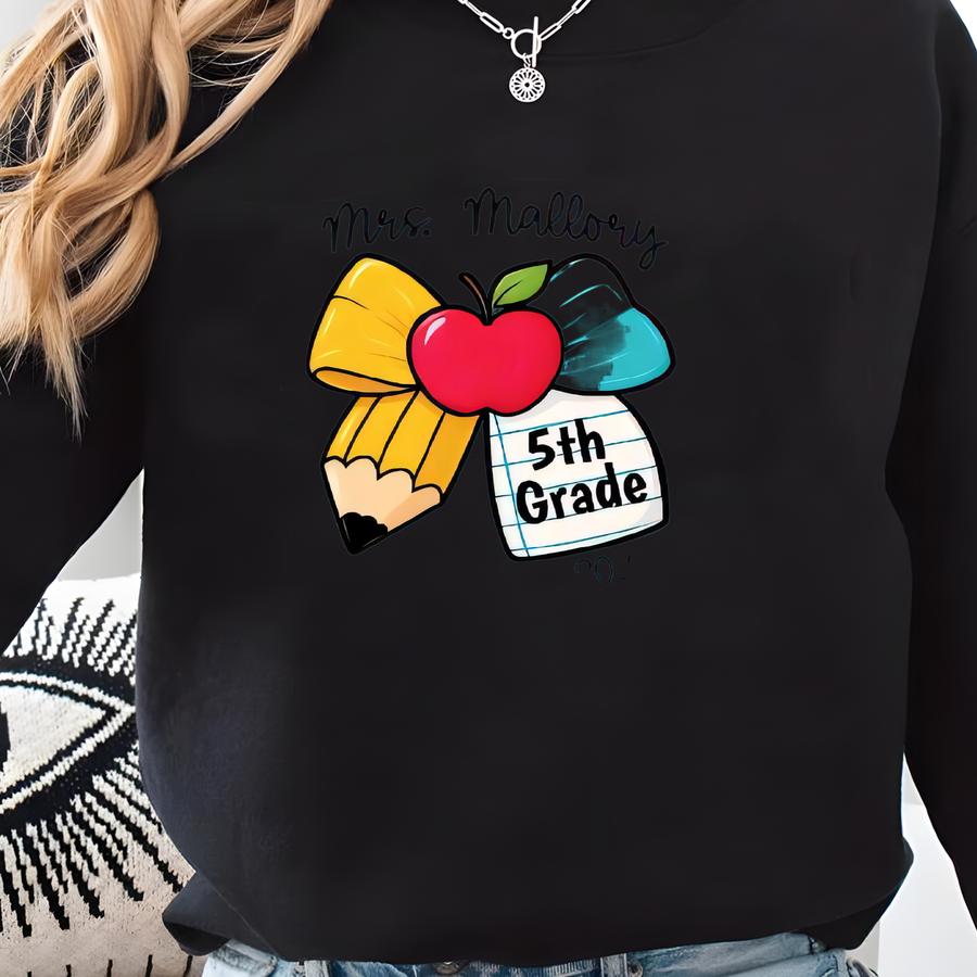 Custom Teacher School Pencil Grade Sweatshirt, Elementary School Crewneck, Crewneck, Teacher Appreciation Sweatshirt