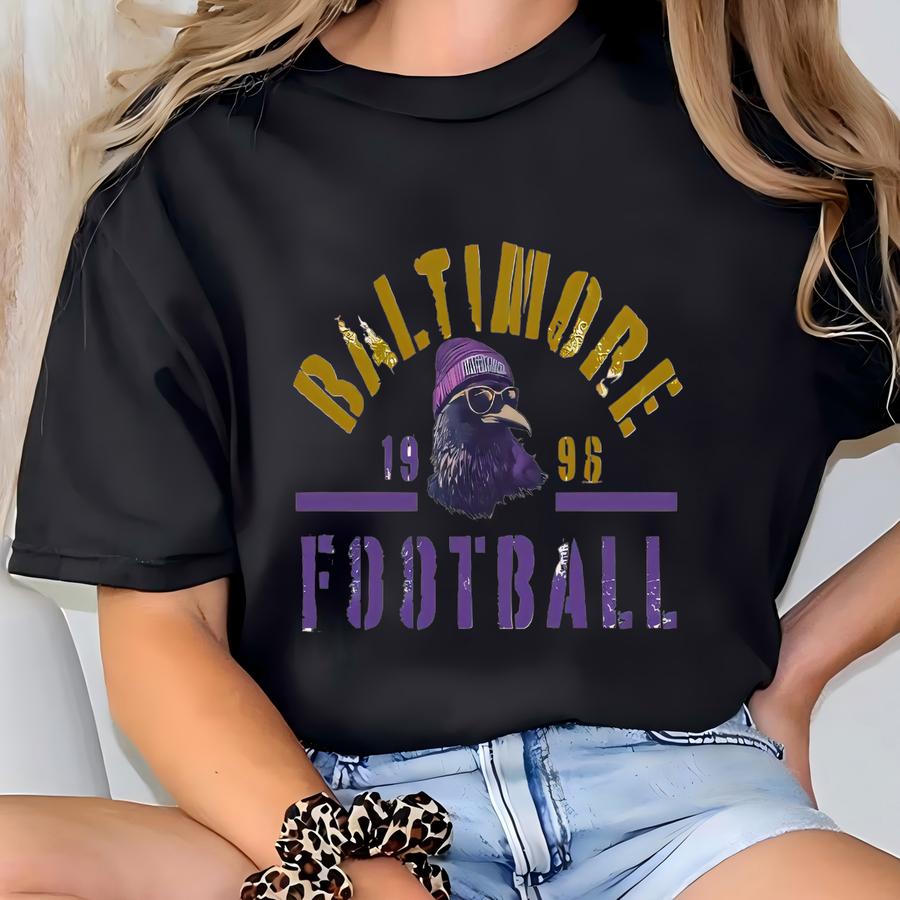Baltimore Football With Mascot Png, Ravens Football Printable, Ravens Decor Png, Printable Baltimore Art, Ravens Fan Gift T-shirt