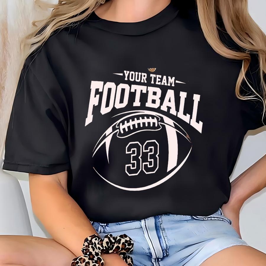 Custom Football Team Name Number Tshirt,game Day School Shirt,personalized Football Mama Shirt,team Spirit Tee,football Lover T-shirt