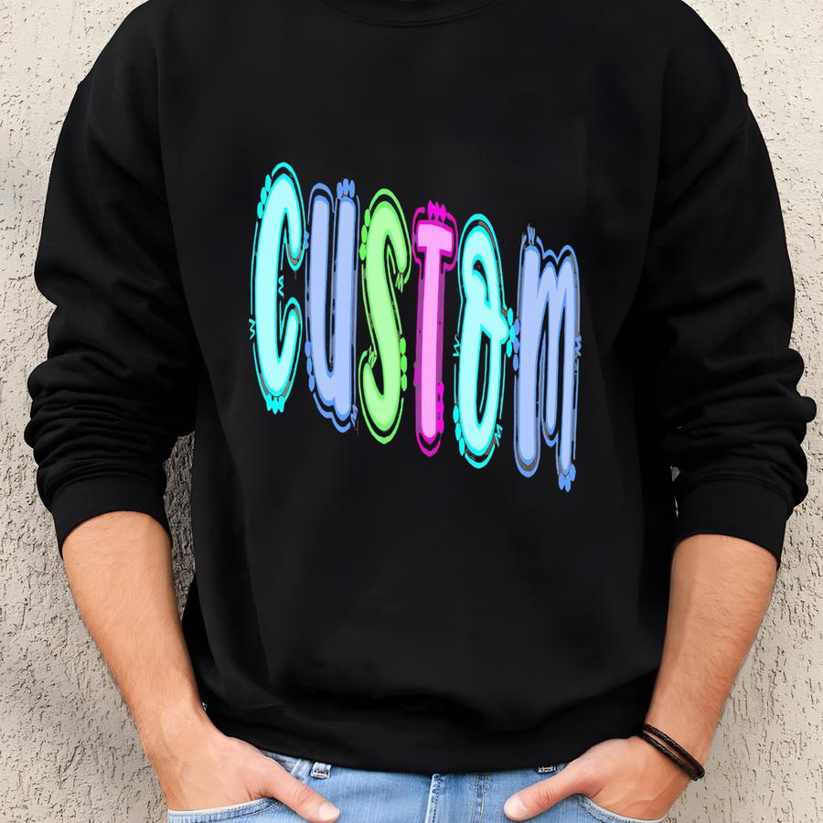 Custom Neon Tshirt, Preppy-neon Alphabets Shirt, Neon Text Shirt,  Personalized Neon Font Shirt, Customize Gift For Her Sweatshirt