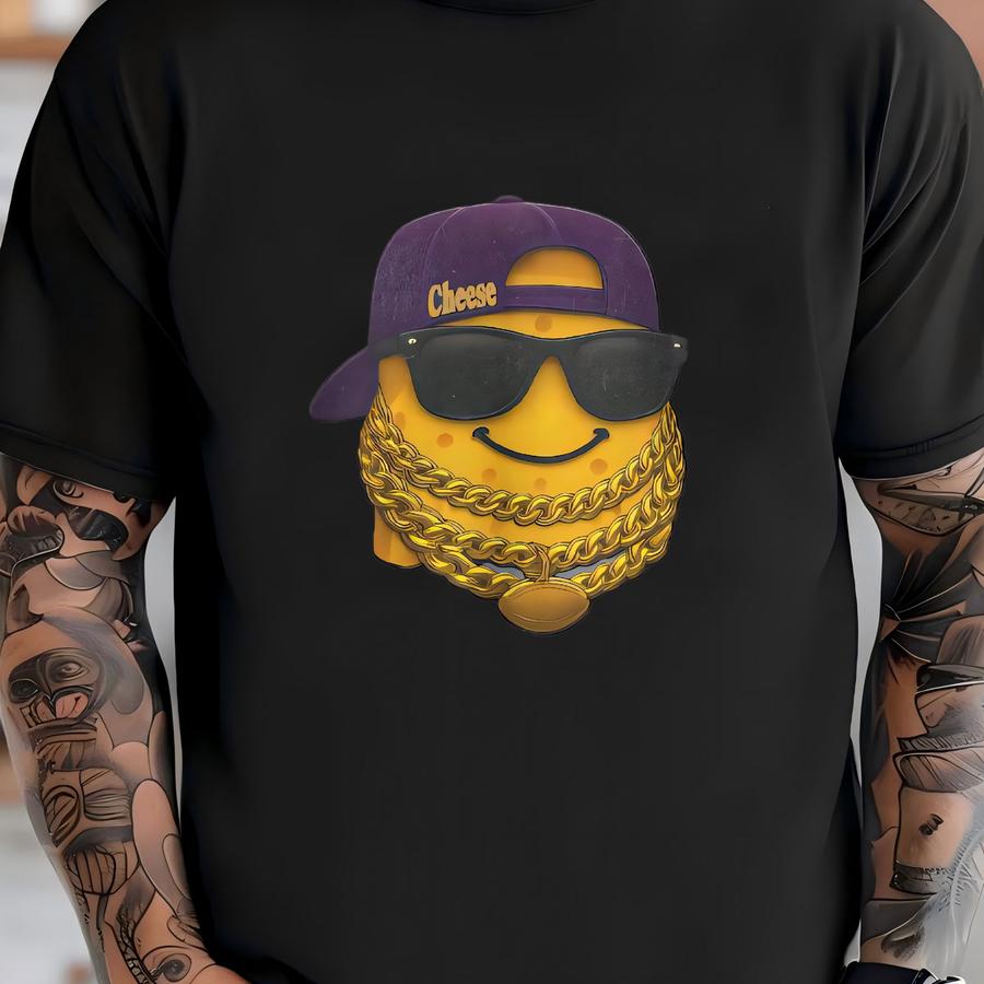 Cheese Purple Hat Bling Sweatshirt, Unisex Crewneck Jumper, Graphic Sweater, Unique Pullover, Fun Hoodie T-shirt