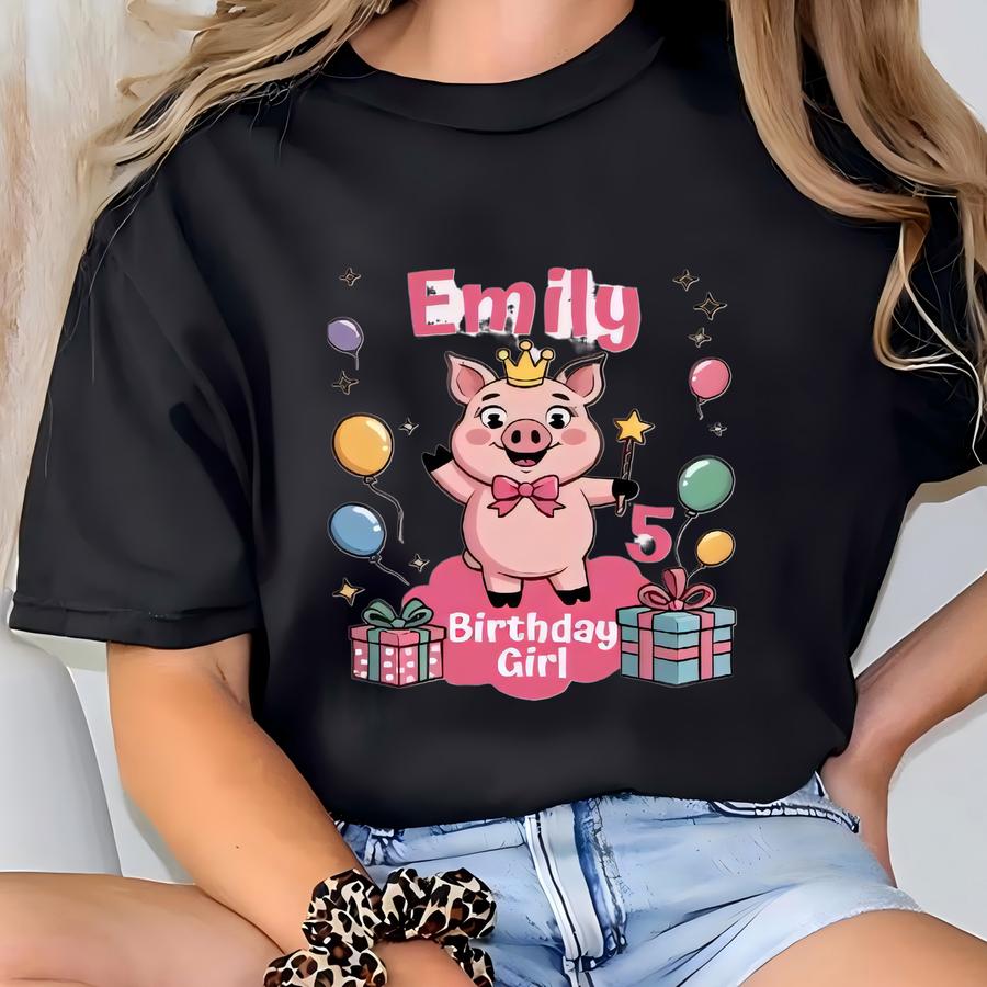 Custom Pig Family Birthday Shirt, Personalized Pig Birthday Shirt, Birthday Girl Shirt, Birthday Shirt, Cute Pig Shirt, Birthday Party Gift T-shirt