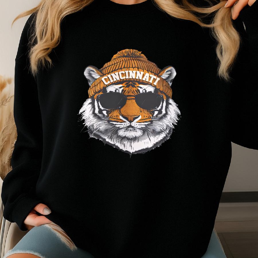Cincinnati Tiger Crewneck Sweatshirt: Unisex Graphic Sweater Sweatshirt