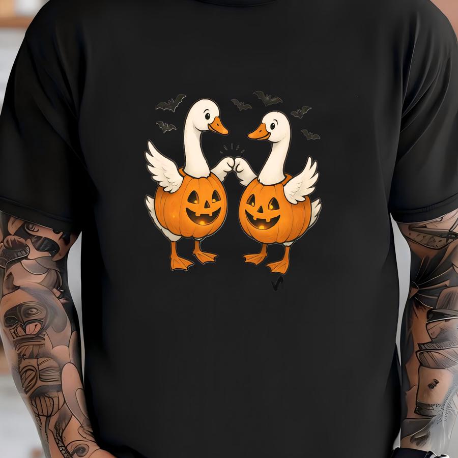 Goosebumps Thanksgiving Goose Shirt, Silly Goose Autumn Vibes Shirt, Cute Pumpkin Goosey Shirt, Halloween Vacay Best Friend Matching T-shirt