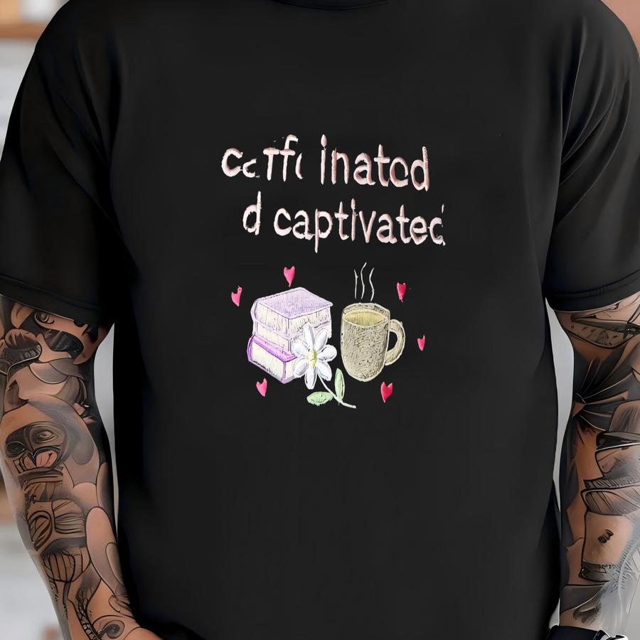 Caffeinated And Captivated Sweatshirt, Book Lover, Reading, Bookish T-shirt