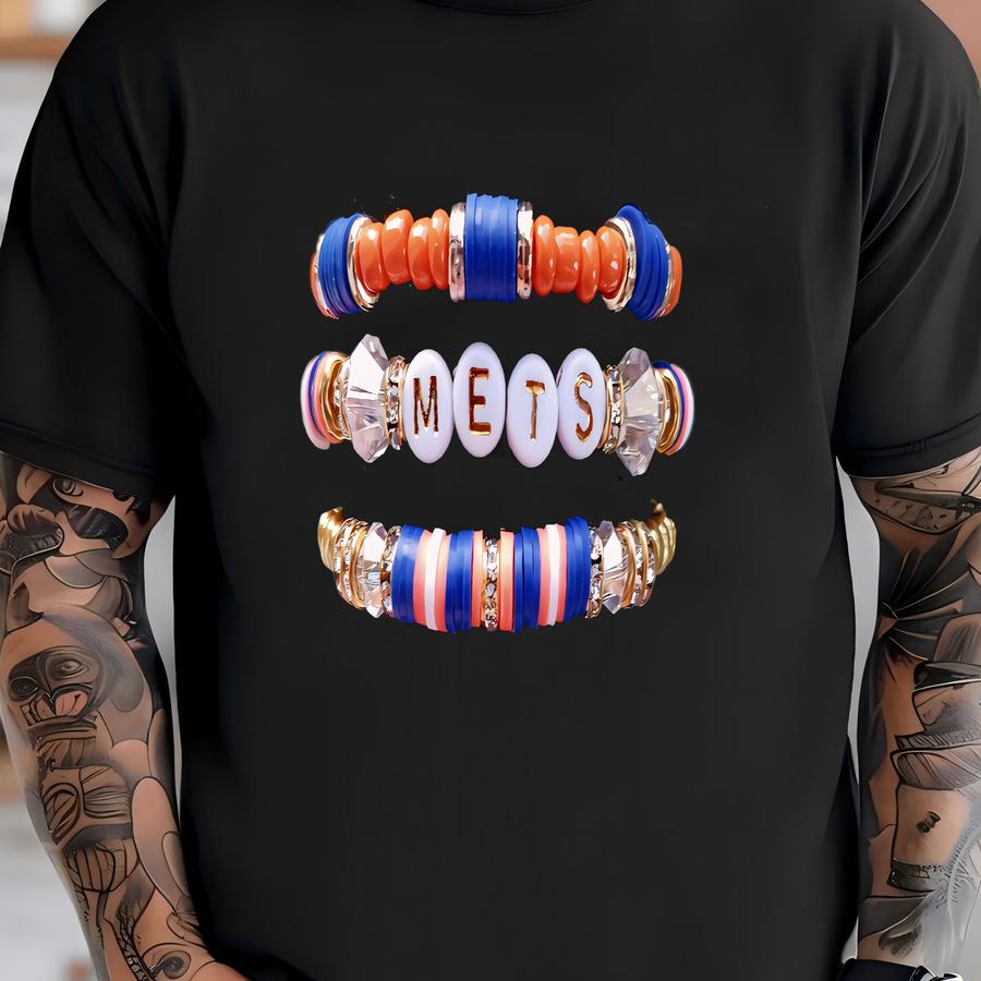 Mets Heishi Bracelet Stack: Mlb Baseball Gameday Jewelry T-shirt