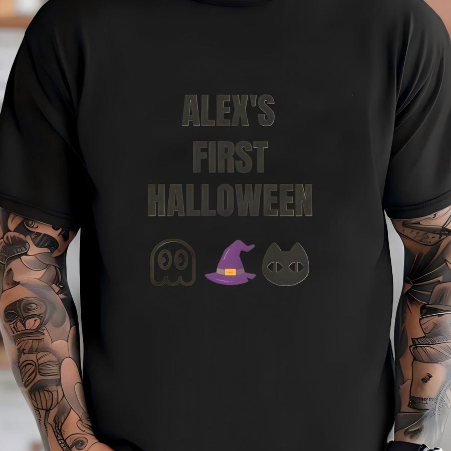 Custom First Halloween Infant Tee: Ghost, Cat Witch Icons T-shirt