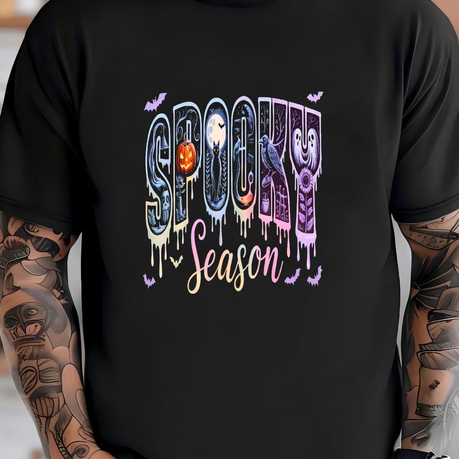 Spooky Season Hoodie: Neon Halloween Shirt, Fall Vibes T-shirt