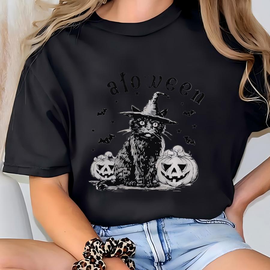 Catoween Halloween Shirt, Halloween Shirt, Spooky Season Tee, Pumpkin Shirt, Cat Lover Shirt, Black Cat Shirt, Spooky Season, Pumpkin Cat T-shirt