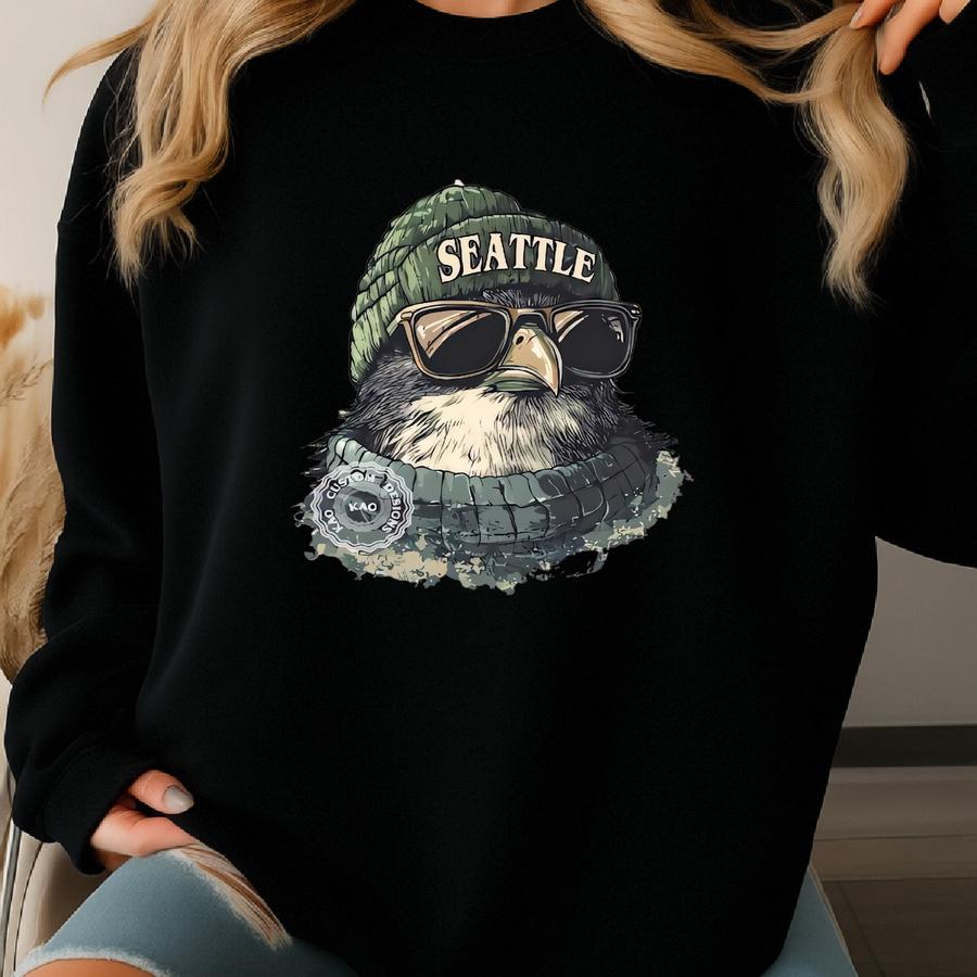 Seattle Football Mascot Sweatshirt: Vintage Hawk Sport Gear, Seattle Game Day Sweater Sweatshirt