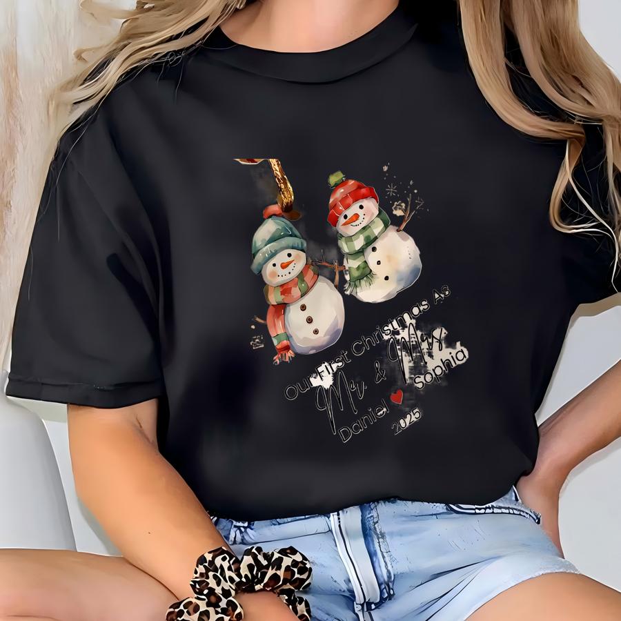 First Christmas Married Ornament, First Christmas As Mr. And Mrs. Ornament, Wedding Christmas Tree Ornament, 1st Christmas Together Gifts T-shirt