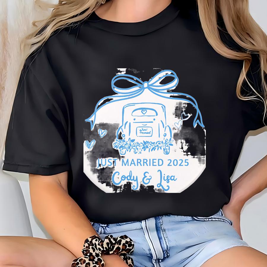 First Christmas Married Ornament, Just Married Gift, Couples Wedding Gift, Personalized Marriage Ornament, Bridal Shower Gift T-shirt