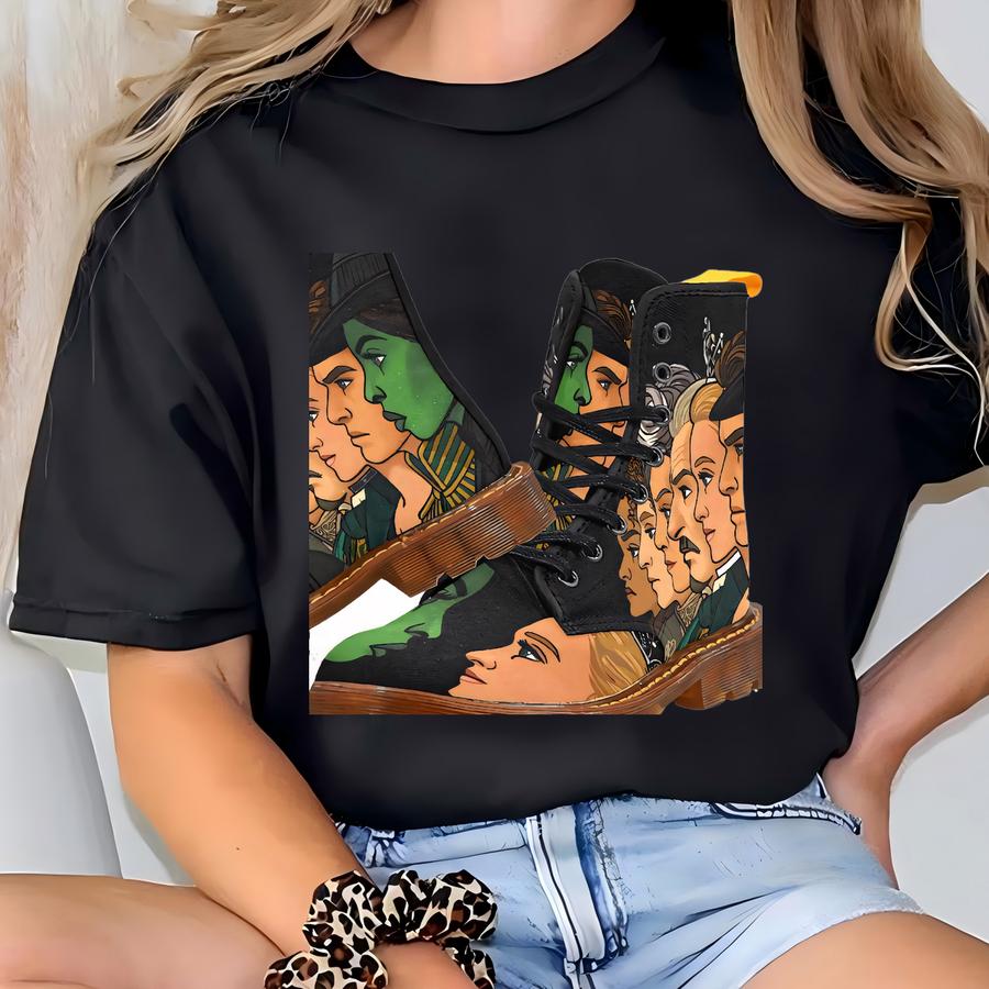 Women's Wicked For Good Inspired Lace Up Canvas Boots T-shirt