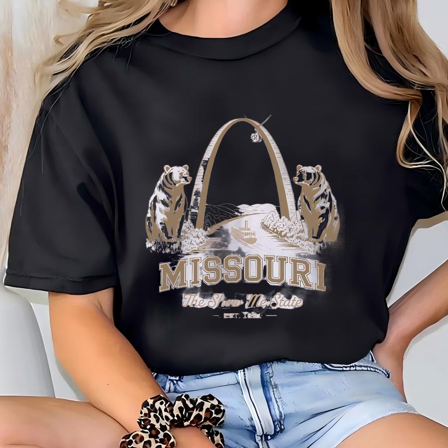 Retro State Of Missouri Bear The Arch Vintage Style Sweatshirt Unisex Heavy Blend™ Crewneck Sweatshirt T-shirt