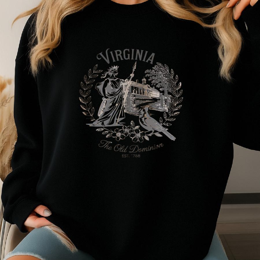 Retro State Of Virgina The Old Dominion State Minimal Neutral Vintage Style Sweatshirt Unisex Heavy Blend™ Crewneck Sweatshirt Sweatshirt