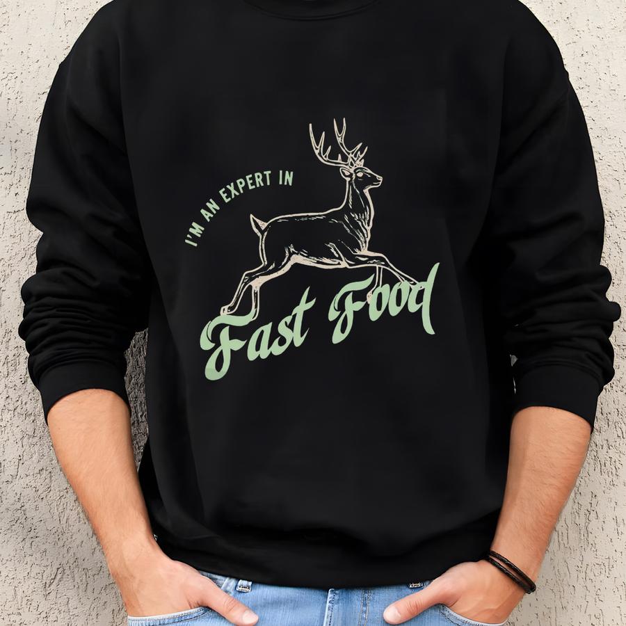 Funny Fast Food Deer Hunting T-shirt: Outdoorsman Graphic Tee Sweatshirt