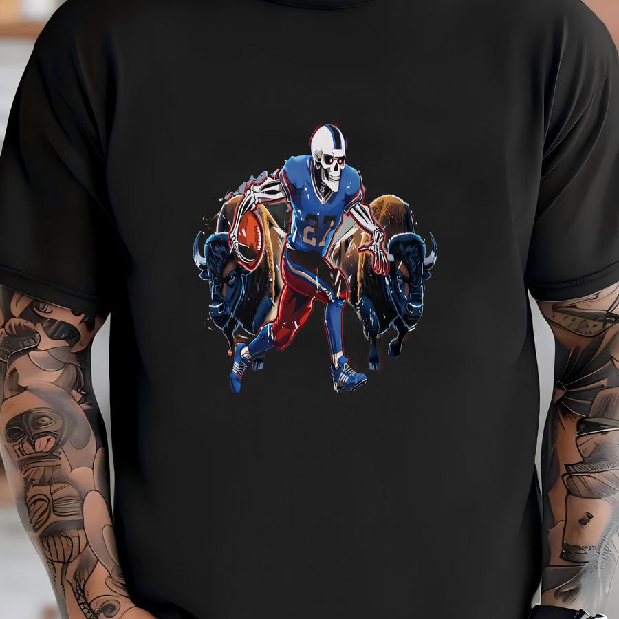 Buffalo Football Fan Gift Hoodie Skeleton Player Buffalo Sports Apparel T-shirt