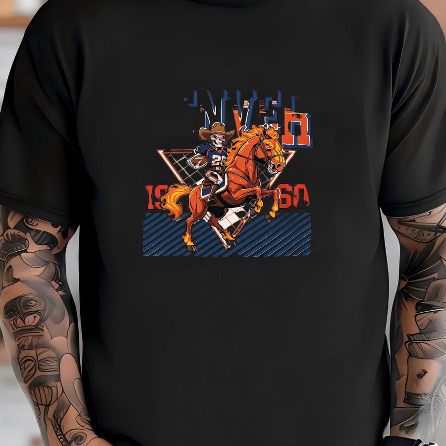 Denver Football Fan Gift Hoodie Skeleton Player Mile High Sports Apparel T-shirt