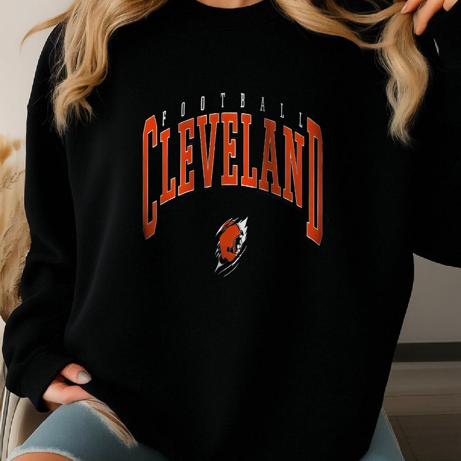 Cleveland Football Sweatshirt, Vintage Style Cleveland Football Crewneck, Gameday Cleveland Fan Shirt, Retro Cleveland Football Sweater Sweatshirt