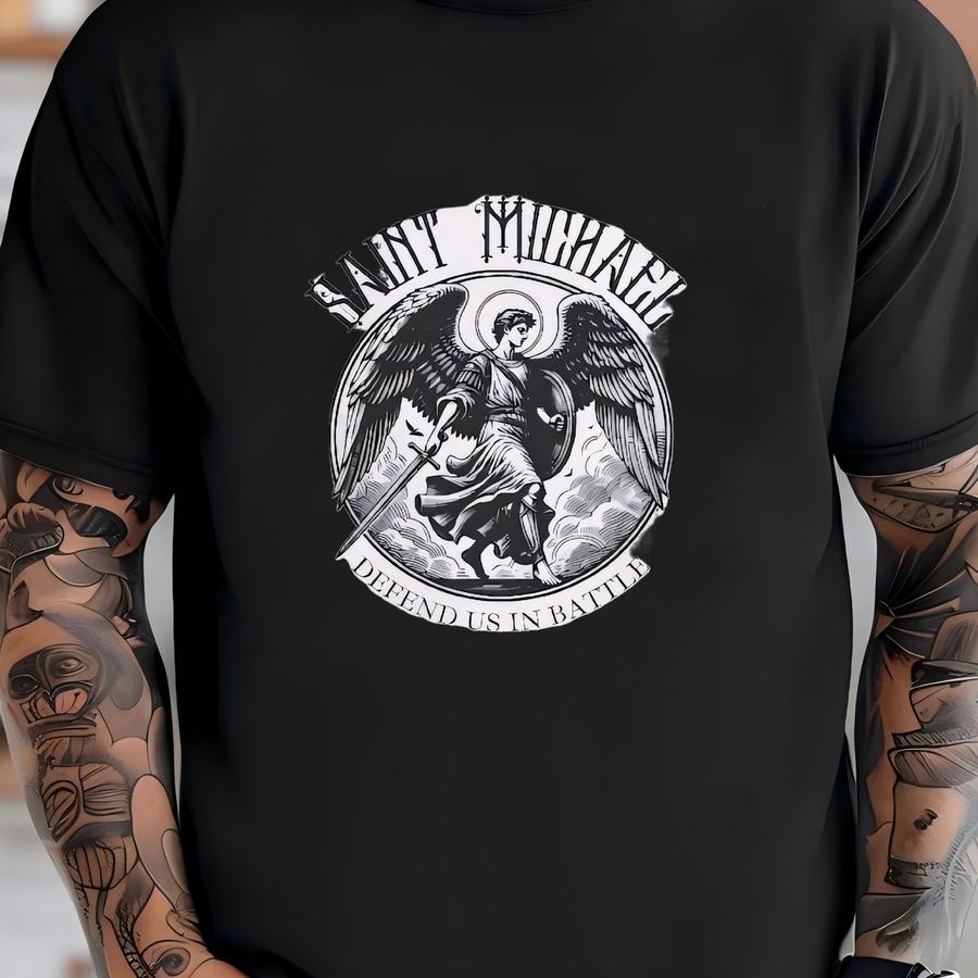 Saint Michael Muscle Tank Top: Catholic Workout Shirt, Defend Us In Battle T-shirt
