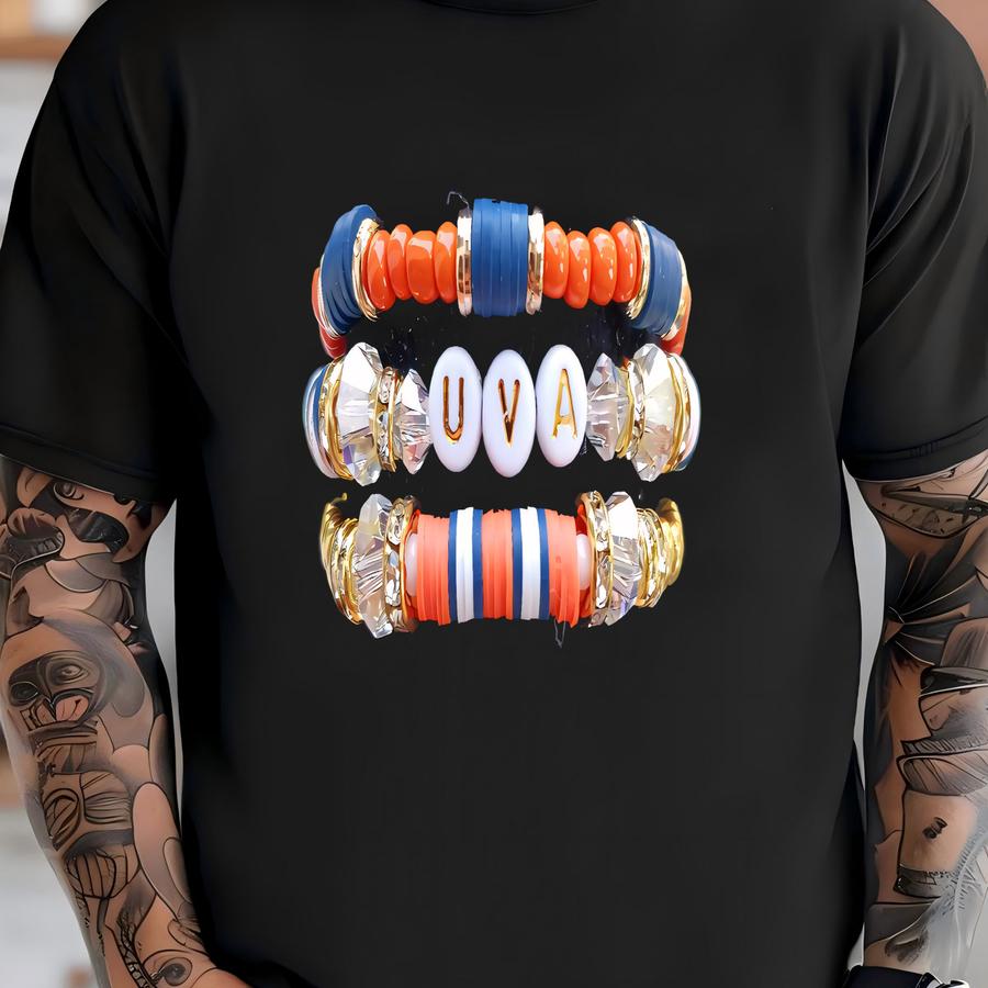 Three Stack Virginia Cavs Inspired Heishi Stacking Bracelets Uva Cavaliers College Team Bracelet T-shirt