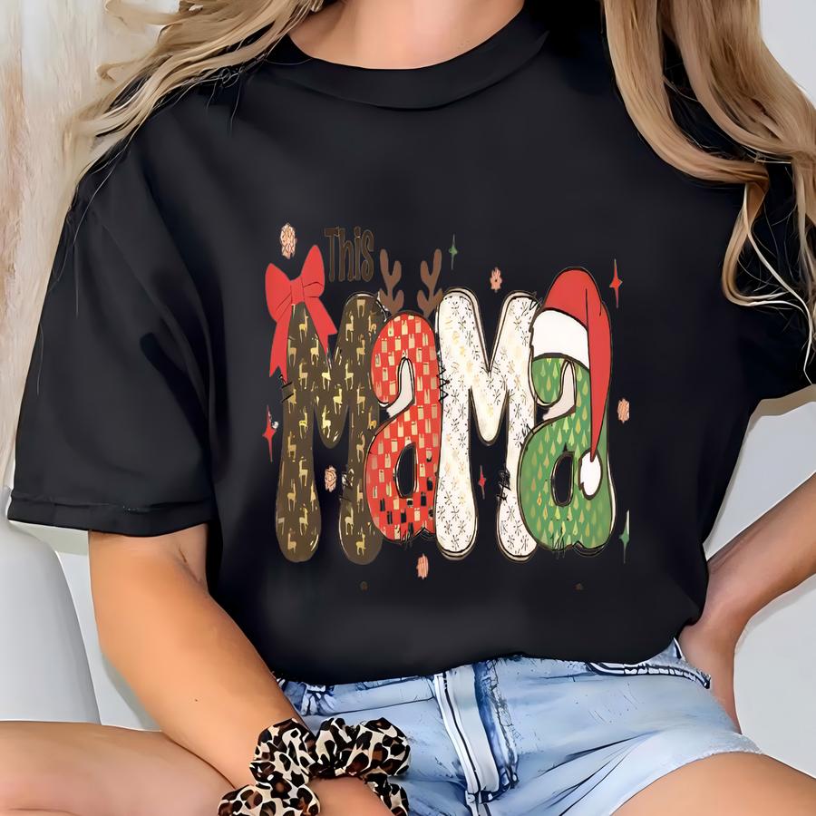 Custom This Mama Loves Her Reindeers Sweatshirts, Family Christmas Mama Sweater, Christmas Gifts, Gift For Mom, Custom Christmas Kids Name T-shirt