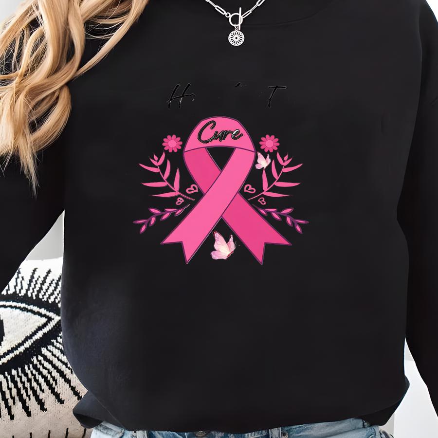 Hope Fight Cure Breast Cancer Awareness T-shirt, Pink Ribbon Support Gift Sweatshirt